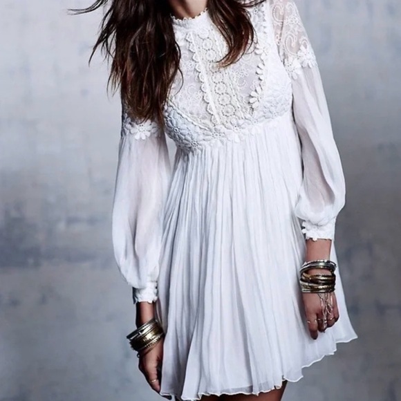 Free People Dresses & Skirts - Free People Lou Lou Babydoll Dress White 6 Ethereal Fairy Wedding Whimsigoth